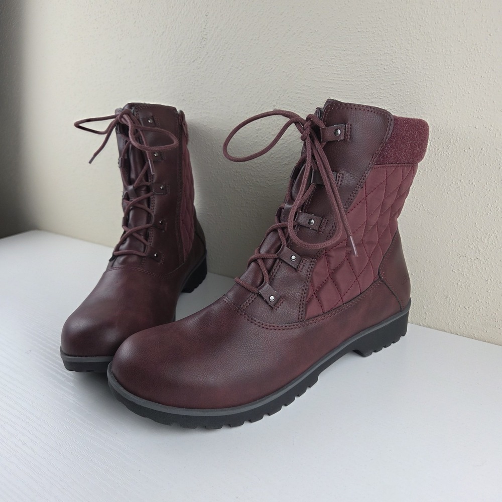 JBU by Jambu Summit Waterproof Burgandy Lace/Zip Quilted Boots Womens Size 12 M